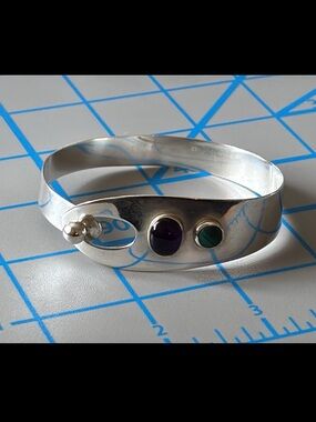 Rare GFMW Sterling Silver Amethyst & Malachite Bracelet